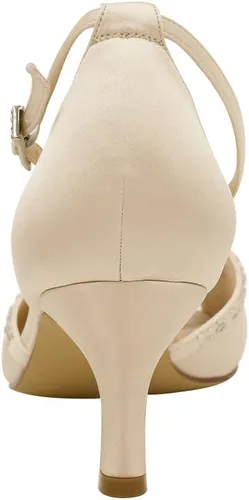 Vista 4 de ERIJUNOR Zapatos de baile de satén plisado con correa de tobillo y tacón bajo para mujer