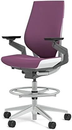 Vista 6 de Steelcase Gesture 442 - Taburete de tela berenjena, respaldo envuelto, marco ligero