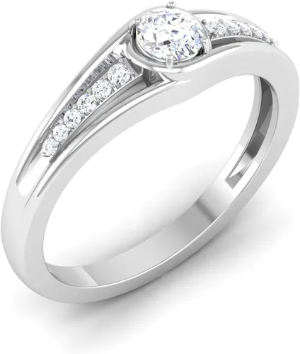 Vista 2 de IGI Certified 3.20Ctw Round Excellent Cut Lab Created Diamond Modern Channel Engagement Ring With Accent Stone In 14k White Yellow Rose Gold for