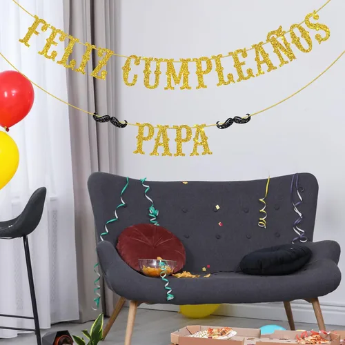 Vista 5 de Cartel de Feliz Cumpleaños con texto en inglés «Happy Birthday Dad» en español «Happy Birthday Dad, Mexican Party Them» para hombre, cumpleaños, día