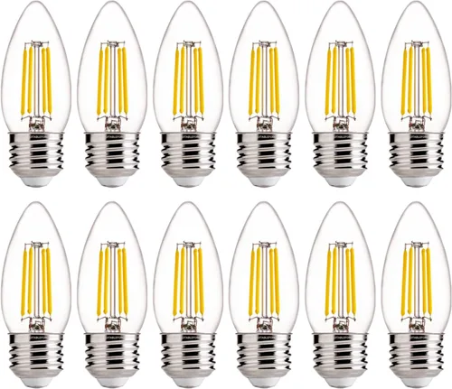 Vista 24 de FLSNT Bombillas LED de Araña Equivalentes a 40W, Bombillas LED Ámbar Regulables B11 E26 Base de Candelabro, 2200K Blanco Cálido, 330LM, Paquete de 6