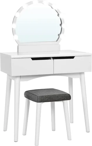 Vista 6 de VASAGLE Kailyn Collection - Taburete de tocador de terciopelo, taburete de maquillaje tapizado, reposapiés con almohadillas antideslizantes