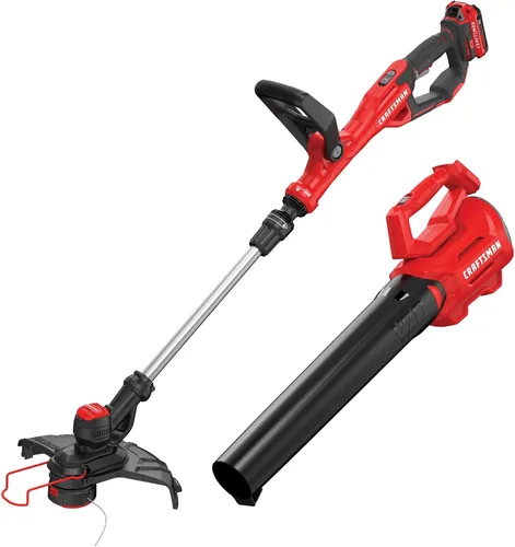 Vista 13 de CRAFTSMAN V20 - Kit de recortadora de césped y cortadora de césped con batería de 4 Ah y cargador, 13 pulgadas, Wacker inalámbrico de malezas