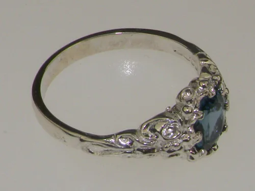 Vista 3 de Anillo de plata de ley 925 real de topacio azul para mujer