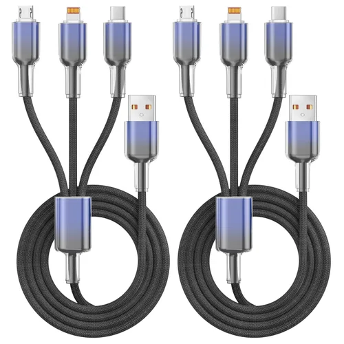 Vista 23 de Cable de carga 4 en 1 de 240 W máximo, cable USB C de carga rápida con chip E-Mark, cable USB A/C a C/Lightning, cable de carga múltiple para iPhone
