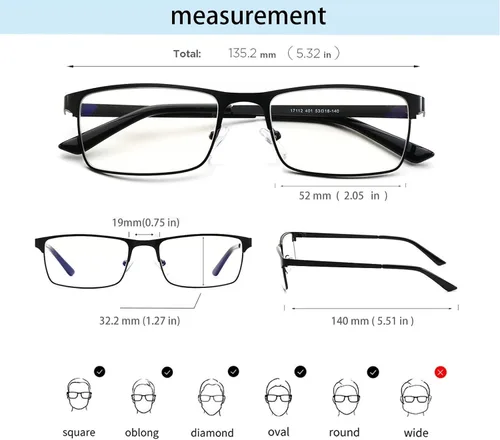 Vista 9 de JOO'RTI Gafas de luz azul para hombres, marco de metal, gafas falsas para computadora de videojuegos