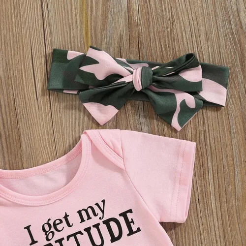 Vista 12 de Sejardin Ropa de verano para bebé y niña, recién nacida, manga corta, con letras, mameluco elástico con diadema