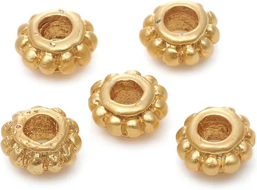 Vista 18 de Craftdady 100 cuentas redondas de latón macizo rellenas de oro de 14 quilates, cuentas pequeñas espaciadoras para pulseras, collares, suministros