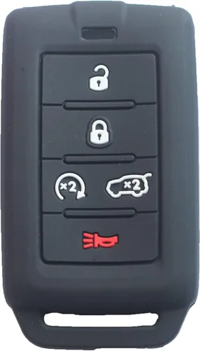 Vista 2 de 2 fundas para llavero de 5 botones compatibles con Jeep, 2 piezas negro, Pequeño