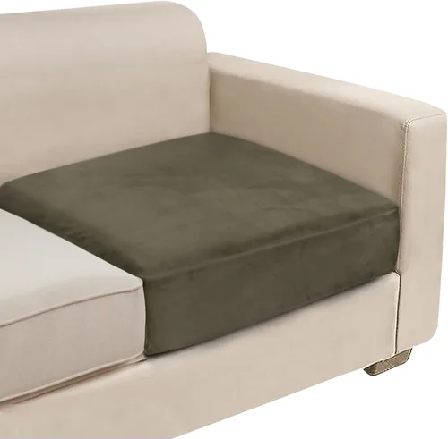 Vista 67 de NAISI Fundas de cojín de sofá de terciopelo elásticas de 1 pieza, fundas de asiento de sofá o respaldo, fundas suaves individuales para sofá Beige