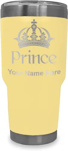 Vista 7 de LaserGram Vaso aislado al vacío de 20 onzas, Prince Crown, grabado personalizado incluido (negro)