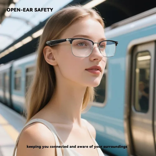 Vista 4 de Xmenha Gafas inteligentes con Bluetooth para mujer, altavoz de audio, lentes Bluetooth con altavoces, gafas de sol inteligentes de cristal azul