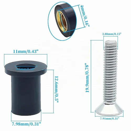 Vista 3 de 24 Pares de Tuercas de Neopreno M4, Tornillos Hexagonales de Acero Inoxidable M4 x 20mm, Kit de Tuercas para Kayak, Motocicleta, Accesorios