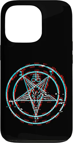 Vista 10 de Funda estética de terror para iPhone 14 Pro Max con pentagrama satánico Baphomet Vaporwave