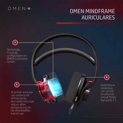Vista 3 de OMEN by HP Mindframe Headset with FrostCap Technology Black