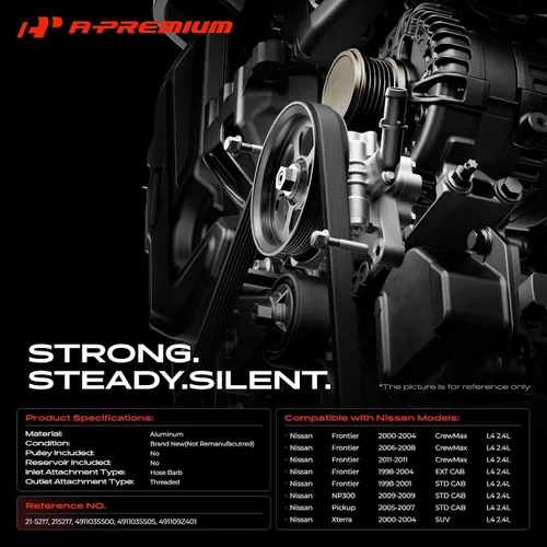 Vista 2 de A-Premium Bomba de dirección asistida, acero mecanizado con precisión Compatible con Nissan Frontier 1998-2008, NP300 2009, Pickup 2005-2007, Xterra