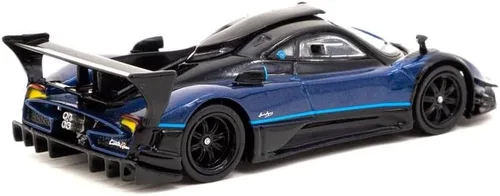 Vista 2 de Pagani Zonda Revolucion Azul Metálico y Negro con Rayas Azul Claro Global64 Serie 1/64 Modelo de Auto Fundido a Presión por Tarmac Works