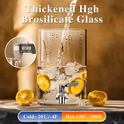 Vista 6 de Dispensador de bebidas de 2.1 galones, dispensador de bebidas de vidrio con soporte, dispensadores de bebidas para fiestas, dispensador de bebidas