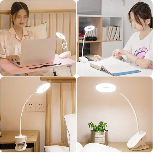Vista 8 de Lámpara de lectura con clip, funciona con pilas con 3 niveles de brillo, recargable por USB