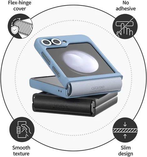 Vista 3 de araree Aero Flex - Funda con tapa para Galaxy Z con protección de bisagra, funda protectora delgada (PC) con protector de bisagra (TPU), compatible