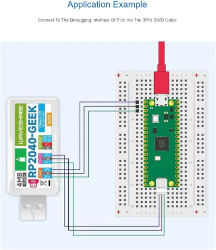 Vista 6 de waveshare Placa de desarrollo RP2040 Geek basada en microcontrolador RP2040 con pantalla LCD a color de 1.14 pulgadas 65K y caja de plástico blanco