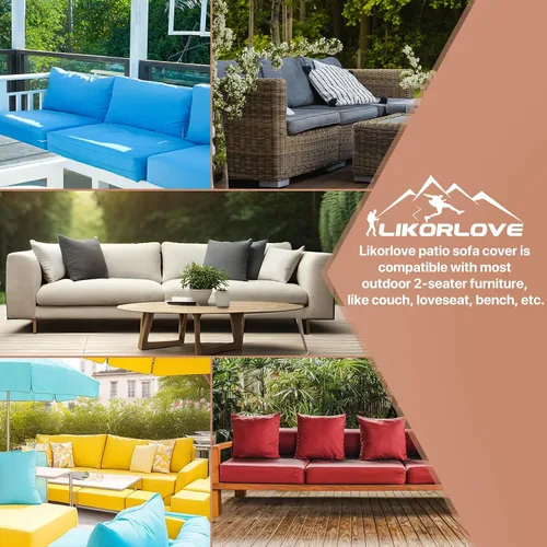Vista 5 de Likorlove Funda para sofá de exterior impermeable, 152 cm de ancho x 86 cm de profundidad x 76 cm de alto, fundas para muebles de patio