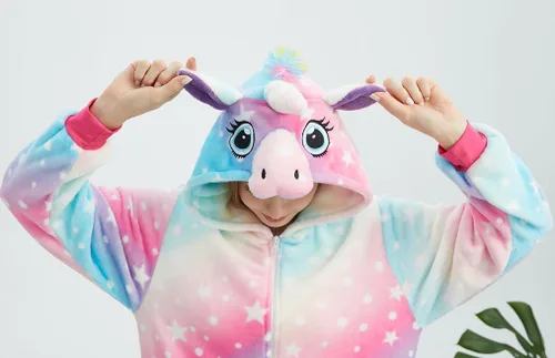 Vista 5 de Pijama de unicornio para adultos, disfraz de animal de una sola pieza, pijamas de Halloween, ropa de dormir, regalos para mujeres y hombres