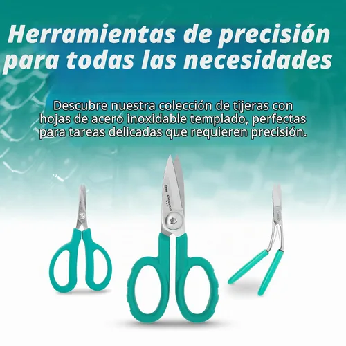 Vista 6 de Excelta Tijeras de corte Kevlar, cuchillas de acero inoxidable de 5.5 pulgadas, longitud de hoja recta de 1.75 pulgadas, borde dentado, asas