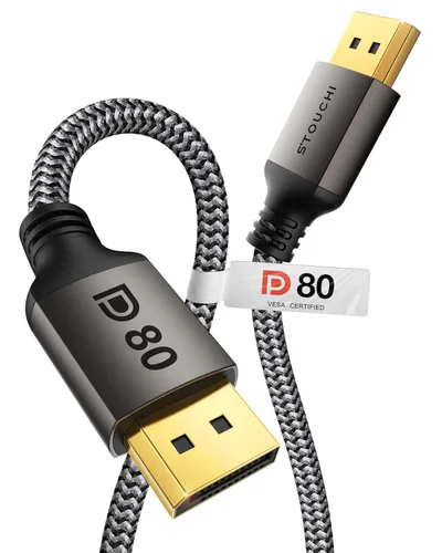 Vista 8 de Stouchi - Cable DisplayPort 2.1 certificado VESA 1.5 pies, 80Gbps UHBR20 [16K 8K 4K@540Hz] Cable DP corto, compatible con FreeSync G-Sync, DSC 1.2a