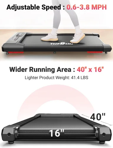Vista 10 de THERUN Walking Pad, Portable Mini Treadmill for Home/Office, 2.5HP Walking Pad Treadmill with with 300 lbs Weight Capacity Remote Control LED Display
