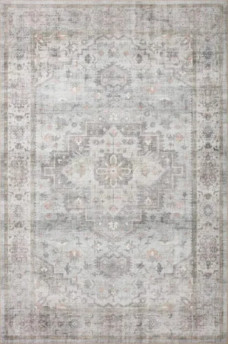 Vista 12 de Loloi Heidi Collection HEI-03 - Alfombra decorativa de mezclilla y rubor de 2 pies 3 pulgadas x 3 pies 9 pulgadas