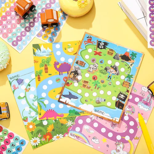 Vista 3 de 100 calcomanías gráficas con 2160 mini calcomanías de incentivos para el aula Behavior Reward Chart for Kid, Unicorn Pirate Dinosaur Spring 4