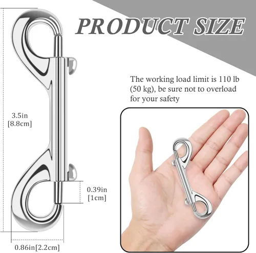 Vista 3 de ERKOON 3.5 inch Double Ended snap Hooks,110lbs Metal Clips Load Capacity Zinc Alloy Double Sided Clips Heavy Duty Trigger Snap for Dogs