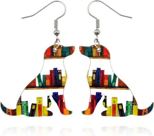 Vista 25 de Pendientes colgantes de libros para mujer, amantes de los libros, aretes acrílicos