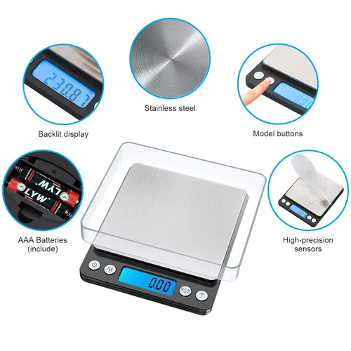 Vista 4 de GRIFEMA GA2003 - Báscula digital de bolsillo (17.64 oz/0.00 oz), báscula digital de cocina, básculas de joyería de alta precisión con pantalla LCD
