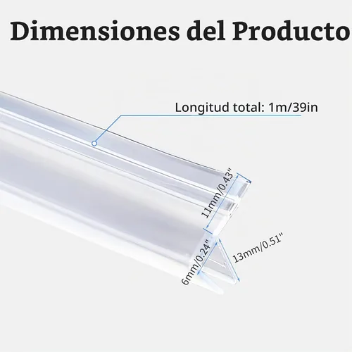 Vista 2 de Shower Door Side Seal Strip, 39" F-Type, for 1/4" Glass
