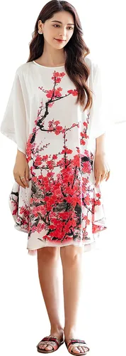 Vista 8 de Pijama de seda 100% para mujer, batas de baño de seda para mujer, batas de kimono de seda, batas de baño con mangas de muñeca, estampado floral