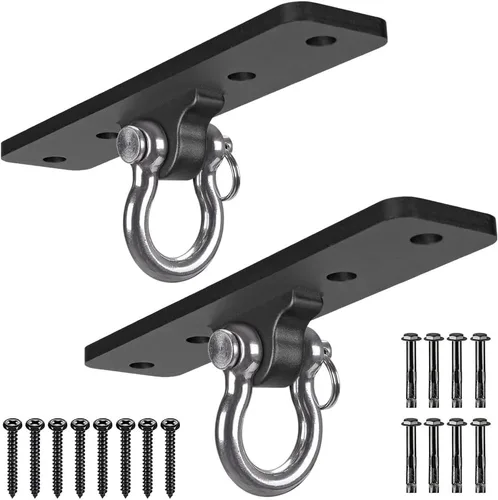 Vista 11 de Dolibest Perchas y soportes para bolsas pesadas, soporte de techo con mosquetón para entrenamiento de fuerza, yoga aéreo y bandas de resistencia