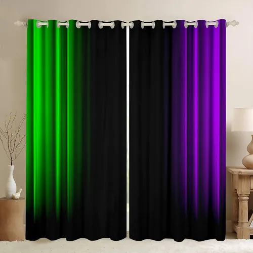 Vista 34 de Feelyou Cortinas abstractas degradadas para niños, adolescentes y mujeres, cortinas de ventana azules, moradas y negras, tratamientos geométricos