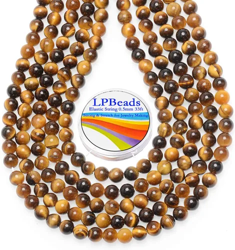 Vista 41 de LPBeads 100 Cuentas de 8mm Cuentas Redondas Naturales de Chakra, Cuentas Sueltas de Piedra Preciosa Redondas para Hacer Joyas con Cordón Elástico