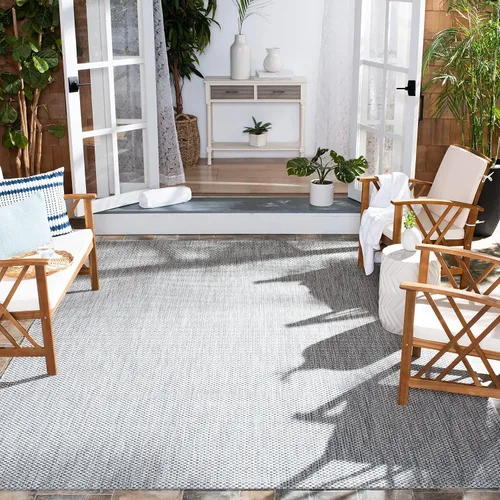Vista 65 de SAFAVIEH Alfombra Lavable para Exteriores Colección Courtyard - 2'3" x 5', Azul Aqua y Gris, No Desprende Pelusa y Fácil Limpieza, Ideal para Patio