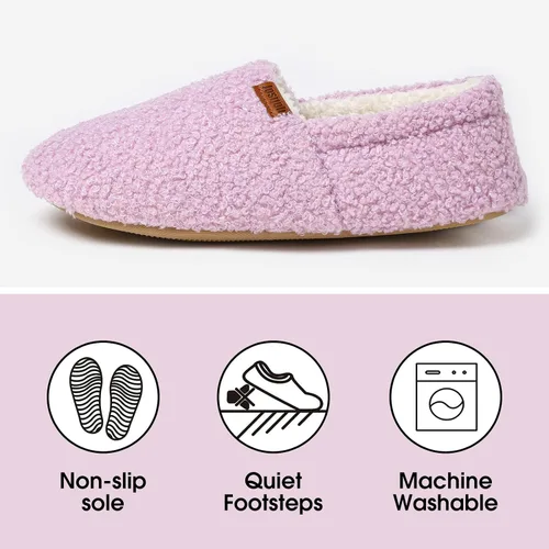 Vista 5 de Josijoli Pantuflas de espuma viscoelástica de piel rizada para mujer, pantuflas cerradas para interiores y exteriores
