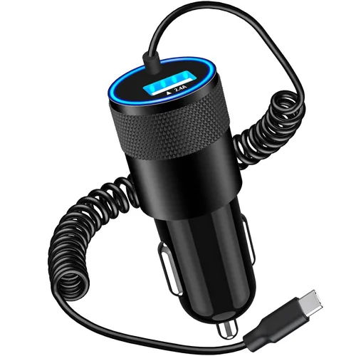 Vista 13 de Apple MFi Certified Retractable Car Charger USB C, 120W Car Phone Charger Braveridge 4 in 1 PD/QC3.0 Type C Fast Car Charging Cigarette Lighter