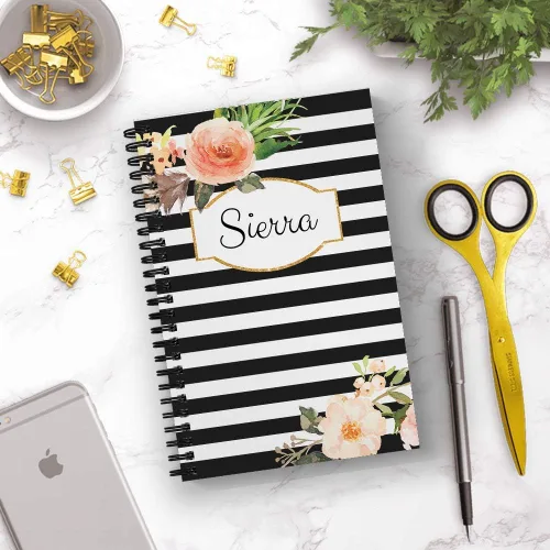 Vista 8 de Planificador y organizador clásico floral personalizado mensual y semanal de tapa dura, 1 año completo, enero-diciembre con fecha u opción sin