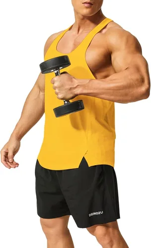 Vista 2 de DEMOZU Camiseta sin mangas para hombre con espalda en Y para culturismo, entrenamiento muscular, atletismo, correr, playa, gimnasio, paquete de 1