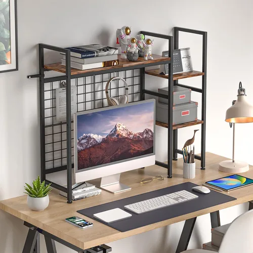 Vista 6 de Desk Hutch Dorm, librero de escritorio para computadora de 37.4