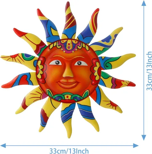 Vista 2 de VEWOGARDEN Arte Decorativo de Pared de Sol de Metal de 13 pulgadas para Colgar en Interiores y Exteriores, Hogar, Jardín, Regalos de Navidad