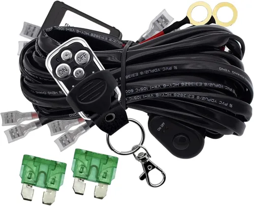 Vista 8 de Kit de arnés de cableado de barra de luces LED, interruptor de encendido y apagado DC12V, fusible de cuchilla de relé de alimentación de 14 AWG, kit