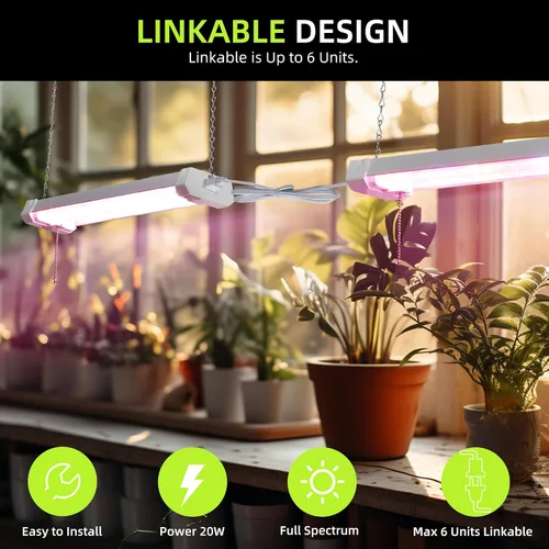 Vista 3 de Hlite Lámparas de cultivo de plantas ajustables de espectro completo de 16 pulgadas, luces de cultivo enlazables para plantas de interior, diseño