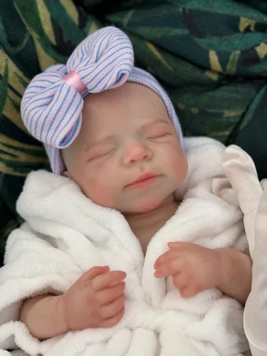Vista 9 de Abenduot Muñecas bebé de silicona de 18 pulgadas Pascale niña de cuerpo completo, muñecas recién nacidas anatómicamente correctas con boca abierta